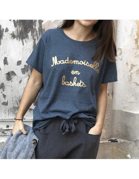 T-shirt Femme MADEMOISELLE EN BASKETS doré