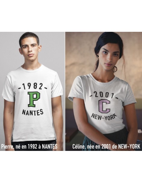 T-shirt Femme T-shirt Initiale à personnaliser pour Femmes Hommes | De Paris